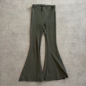 Aerie - Olive Green Flared Ribbed Leggings